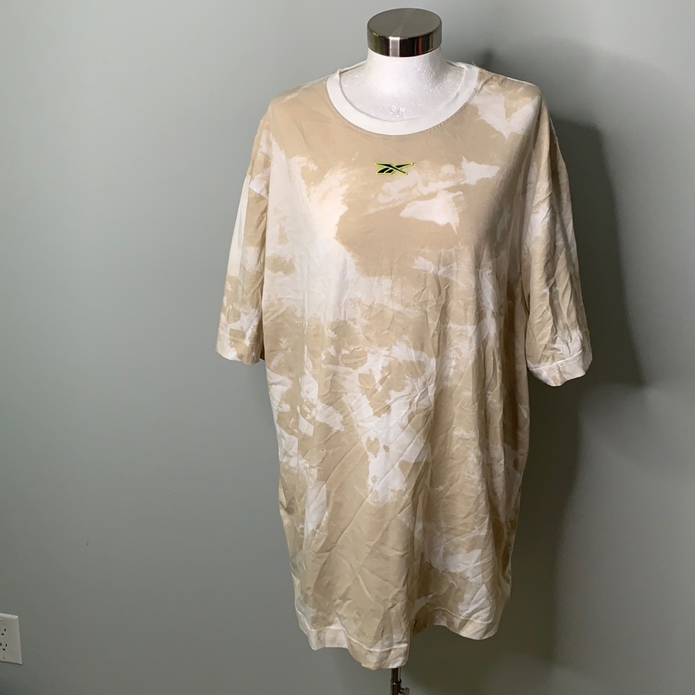 ✅REEBOK NWT MEN’S TAN WHITE TIE DYE CREW NECK SHORT SLEEVE T-SHIRT SIZE XL - Picture 3 of 8